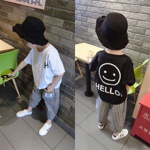 Vidmid Baby Boys Summer Cotton Clothing Suits 2-8 jaar kinderen kinderen plaid korte mouw kleren sets jongen casual set p445 220507