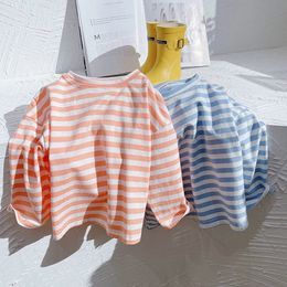 VIDMID Camiseta con fondo de rayas de algodón para niños Top para niños y niñas Camiseta holgada versátil Ropa P5871 220620