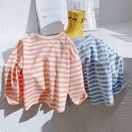 VIDMID T-shirt à rayures en coton pour enfants, haut pour garçons et filles, polyvalent, ample, vêtements P5871 220620