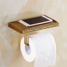 Porte-papier vidrique avec support de téléphone en laiton solide de toilettes en papier toilettes en papier porte-toile de toilette mural accessoires de toilette étagère de salle de bain fe
