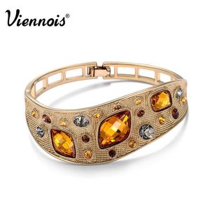 Brazaletes viennois para mujeres Brazaletes indios de lujo Austrian Rhinestone Crystal Mujer Pulseras Joyería de moda Boda Regalo nupcial Q0720