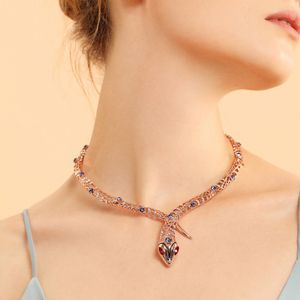 Viennois Rose Gold Color Snake ketting voor vrouwen Chokers kettingen Rhinestone Crystal Chain Kettingen Wedding Party Sieraden J190713 264F