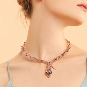 Viennois Rose Or Couleur Serpent Collier Pour Femmes Sautoirs Colliers Strass cristal Chaîne Colliers De Mariage Bijoux De Fête J1907312I