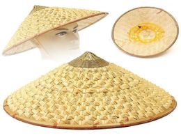 Vietnamita japonés Coolie Straw Bamboo Cone Sun Hat Garden Farmer Fishing Y2007144982317