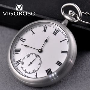 Vigoroso Waterweerstand Volledig stalen Imperial Pocket Watch Mechanische Wind Up Vintage Antieke klok Aantal Roestvrije originele doos 240416