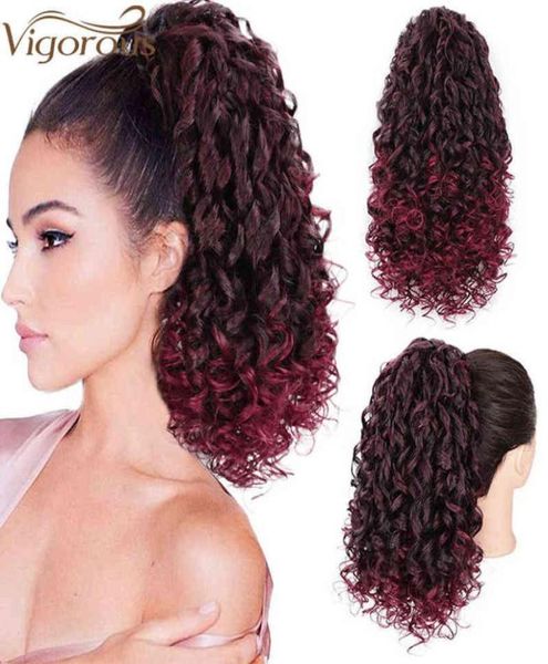 Vigoroso Afro Kinky Curly Hair Drawtring Puff Tail Clip sintético en la cola Extensión del cabello afroamericano 2101089720852