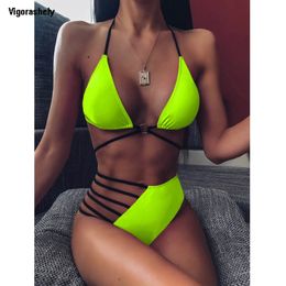 Vigorshely sexy high tai-bailswear women bikini set 2024 Halter mail de mail