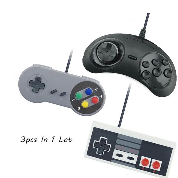 ViGRAND VPLAY 3 pièces manette USB filaire pour ordinateur PC pour Snes USB PC manette de jeu pour Nes pour contrôleur Sega jeu Joypad 231220