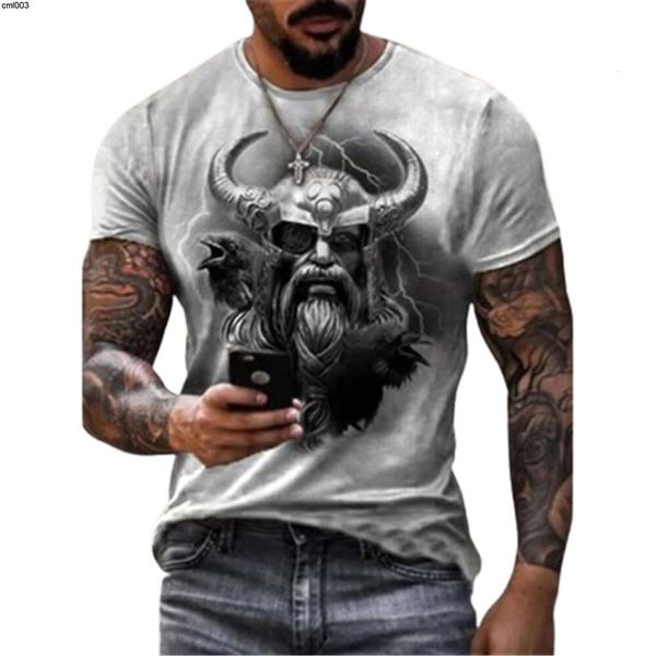 Viking Knight-Camiseta informal con estampado templario, cuello redondo, manga corta, pelo liso, K2nc