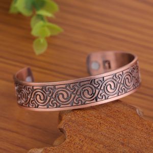 Bracelet magnétique Viking pour hommes, aimant énergétique, or Rose 14 carats, manchette réglable, larges Bracelets Viking, cadeau pour femmes