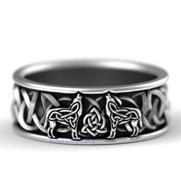 Viking Noordse mythologie Giant Wolf Men Ring Defense Totem Wolf Fashion Hip Hop Rock Unisex Finger Ring Punk Gift
