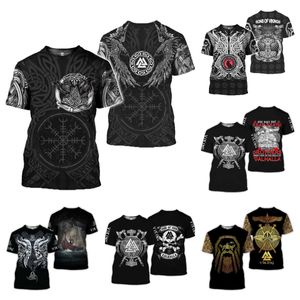 Viking Print Mens T-shirt 3d Tatouage numérique Sleeve courte
