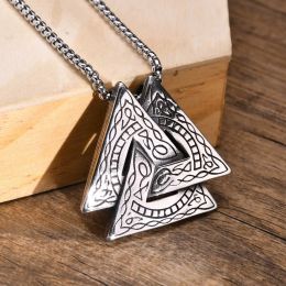 Viking Valknut hanger ketting voor mannen 14K wit goud Noorse Odin Valhalla Berserker dood sieraden