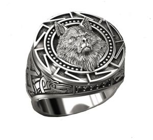 Viking Warrior Wolf Head Rings for Men Joya Punk Jewelry Retro Wolf Tótem Male Silver Color Ann Hip Hop Finger Bands GC894