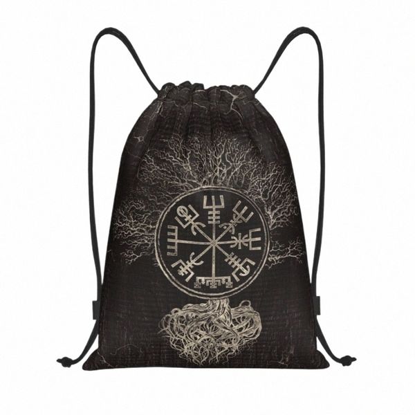 Viking Yggdrasil Arbre de vie Yggdrasil Sac à dos Sacs de football à cordon Sac de sport Vegvisir String Sackpack pour la randonnée N24K #