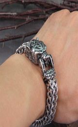 Vikings Bijoux en acier inoxydable Bracelet d'ours russe Men039 La chaîne de maillage peut ouvrir la bouche Bracelets Biker 211124238S4644182
