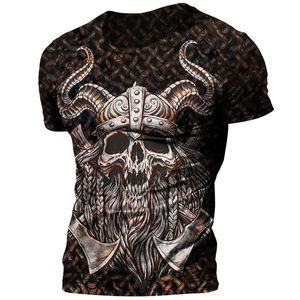 Vikings Tattoo Noorse mythologie print heren T-shirt zomer ademend polyester o nek losse korte mouw T-shirts overtollige t-shirts