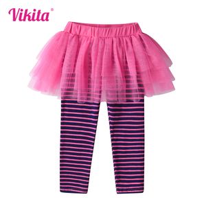Vikita Girls Leggings met rokken prinses rok-broek lente herfst kinderen mager gestreepte rokbroek Kinderkleding L2405