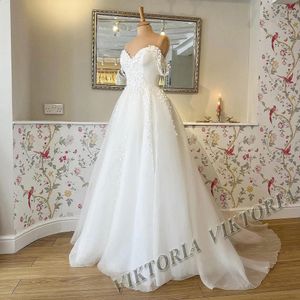 VIKTORIA klassieke trouwjurk lieverd off schouder voor bruid A-lijn applicaties vrouwen vestidos de novia op bestelling gemaakt 240314