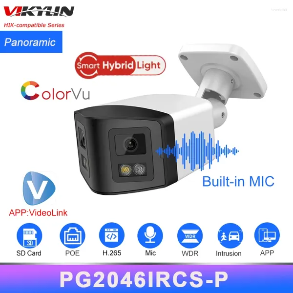 Vikylin Hikvision Compatible 4MP IRColorVu cámara IP panorámica Audio bidireccional detección humana ranura para tarjeta SD WDR PlugPlay HIK NVR