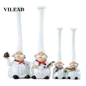 VILEAD 20 cm 28 cm Resina Sombrero alto Chef Figuritas Americano Rústico Cocina creativa Restaurante Decoración del hogar Adornos Artesanía Regalo T200703