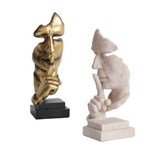 Vilead 27cm stilte is gouden gezicht standbeeld abstracte ornamenten statuetten sculptuur ambacht voor kantoor vintage huis decoratie 210804