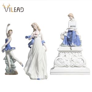 Vilead Céramique Ballet Statue Statue Figurines Jupe Jardin Fée Jardin Moderne Sculpture de mariage Décoration de mariage Décoration de la maison 210827