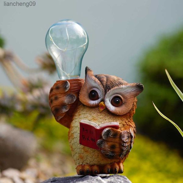 Vilead Statue de Jardin Chouette Figurine en Résine avec Lumières Solaires Animal Sculpture Décoration Extérieure Patio Pelouse Cour Art Décor Extérieur L230620