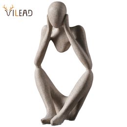 VILEAD, estatua de pensador abstracto nórdico, figurita de resina, decoración del hogar para oficina, decoración de escritorio, escultura artesanal hecha a mano, arte moderno 220512