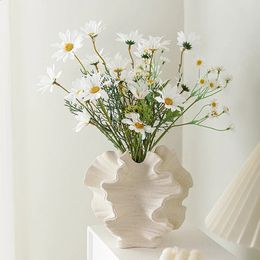 Vilead Pottery Abstract Coral Vase Noordse bloem Beige Matte Art Plant Container Pampas Grass Ceramic Home Decor Accessories 240425