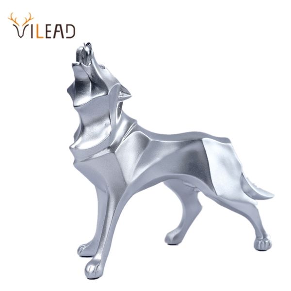 VILEAD Résine Abstraite Loup Statue Géométrique Animal Figurines Bureau Chambre Décoration Intérieure Nordique Décor À La Maison Sculpture Artisanat 210827