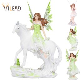 Vilead Hars Angel Fairy Figurine Unicorn Horn Flower Garden Standbeeld Horse Miniaturen Moderne Dierlijke Home Decoracion Hogar 210804