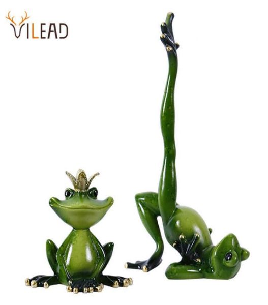 VILEAD résine Yoga grenouille Figurines jardin artisanat décoration porche magasin animaux ornements chambre intérieur décor à la maison accessoires 2107289185539