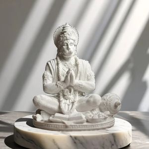 Vilead Grès Blanc Hanuman Statue Hindou Singe Dieu Sculpture Yoga Méditation Décoration Bouddha Ganesha Vishnu Inde FengShui 240123