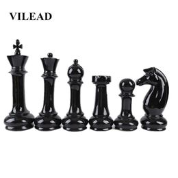 VILEAD Zesdelige set keramische internationale schaakfiguren creatieve Europese ambachtelijke woondecoratie accessoires handgemaakte ornament T2248