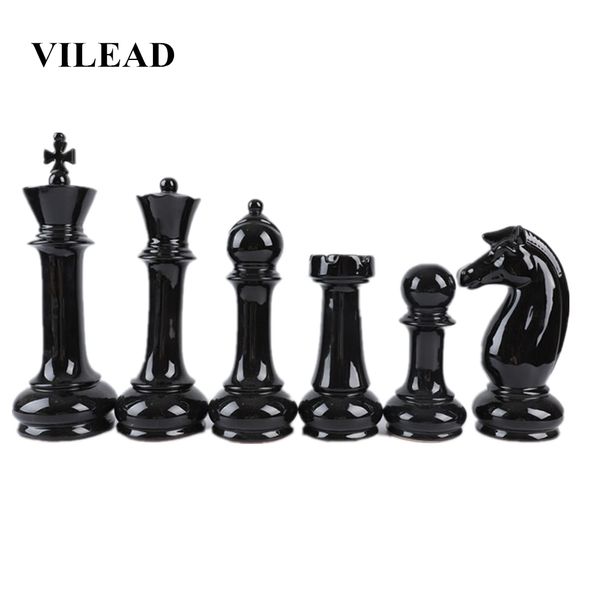 Vilead Six pièces Ensemble Ceramic International Chess Figurines Creative Européenne Craft Accueil Accessoires Accessoires à la main Ornement à la main T200710