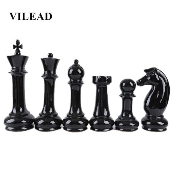 Vilead Set de seis piezas Ceramic International Chess Figurinas creativas de decoración del hogar europeo accesorios de decoración hecha a mano T286F