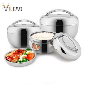 VILEAD Roestvrijstalen Lunchbox voor Kinderen Voedsel Container Handvat Warmte Behoud Thermische Isolatie Kom Draagbare Picknick Bento 21070247J