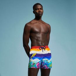 Vilebre Short Homme Bermuda Pantaloncini Boardshorts HOMMES SHORTS DE BAIN TORTUES MULTICOLORES Trunks Mens Surfwear Bermudas Beach Short Turtles Summer 89754