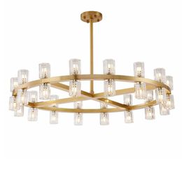 Villa Amerikaanse Woonkamer K9 Kroonluchter Crystal LED Ronde Licht Schaduw Kroonluchter Licht G4 Rod Suspend Lighting-armatuur