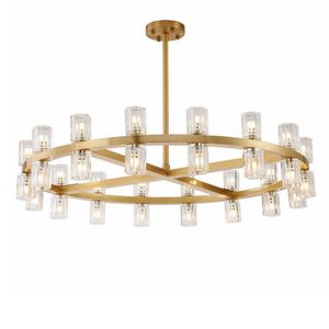 Villa Amerikaanse Woonkamer K9 Kroonluchter Crystal LED Ronde Licht Schaduw Kroonluchter Licht G4 Rod Suspend Lighting-armatuur