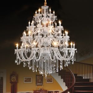 Villa Duplex salon lustres en cristal atmosphère luxueuse Style européen haute lumière d'escalier salle à manger chambre luminaire