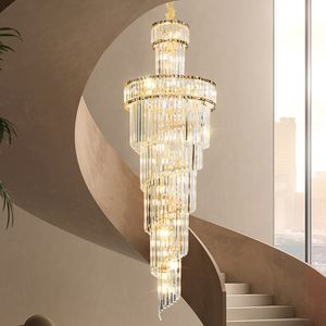 Villa holle duplex kroonluchter Kristallen hal Wenteltrap Postmoderne woonkamer Hotellobby Licht Luxe hanglampen