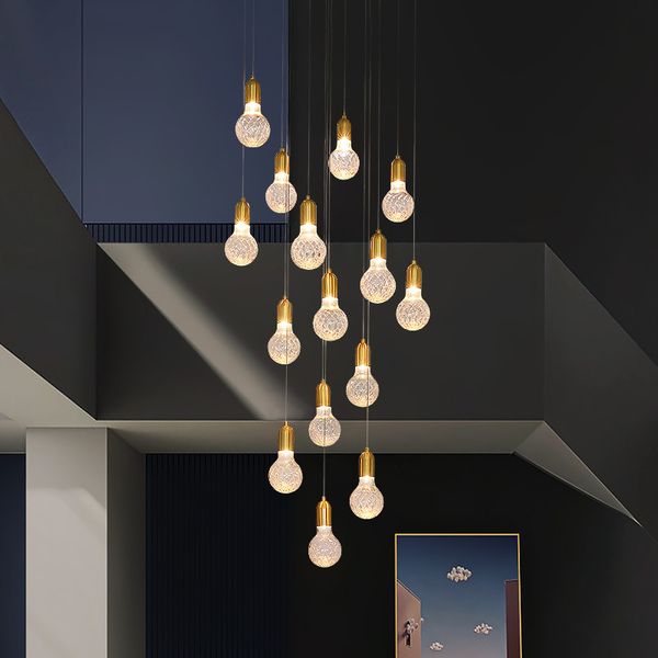 Villa/hôtel/salon ampoule design lustre lustre en cristal escalier long lustre moderne lustre de luxe