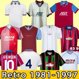 Villa Retro Soccer Jerseys 80 82 88 93 95 Aston McGrath Houghton Richardson Man Camiseta de fútbol clásico de fútbol 1988 1993 1995 Saunders Yorke Ehiogu 1997