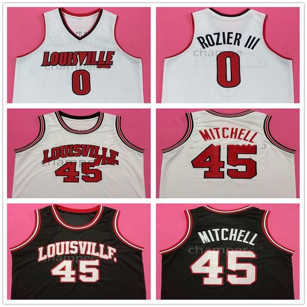 Ville College Terry Rozier III # 0 Donovan Mitchell # 45 Retro Basketball Jersey's Men's Ed Numéro Custom Nom Nom Jerseys