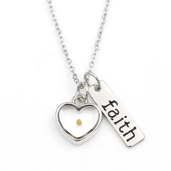 Pendentif Colliers VILLWICE Faith As Small A Mustard Seed Collier Chaîne en acier inoxydable Christian Inspirational Bijoux Cadeau