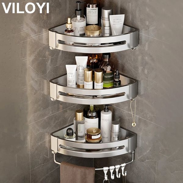 VILOYI – étagères de salle de bain murales, sans espace de perçage, coin de douche en aluminium, étagère de rangement multicouche, organisateur de cuisine, support 240226