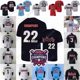 Vin 2022 Champions WS Ole Miss Rebels Maillot de baseball NCAA College Tim Elko Lance Lynn Knox Loposer TJ McCants Harris John Gaddis McDaniel Diamond Dougherty Alderman