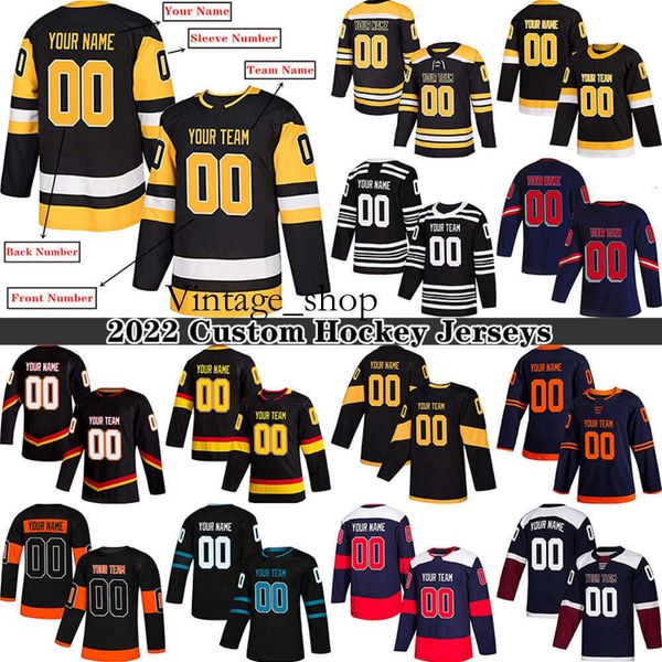 VIN 2022 Jersey de hockey sur glace personnalisé pour les hommes Femmes Youth S-4xL Numéros de nom brodés - Concevez vos propres maillots de hockey